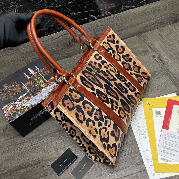 DolceGabbana Leopard Print Tote Brown 01A