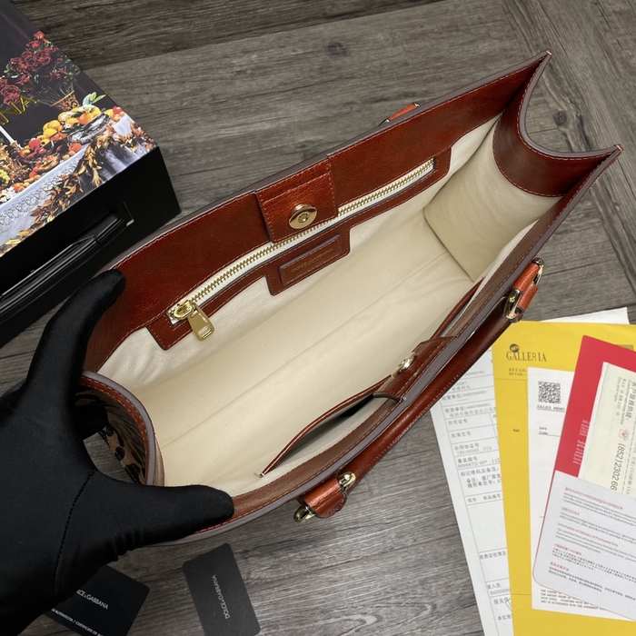 DolceGabbana Leopard Print Tote Brown 01A