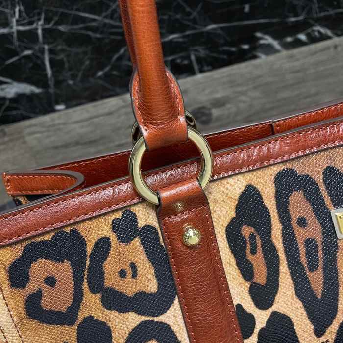 DolceGabbana Leopard Print Tote Brown 01A
