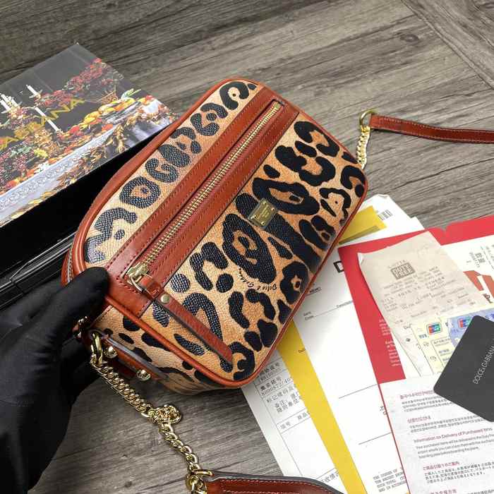 DolceGabbana Leopard Print Tote with Strap Brown 01A