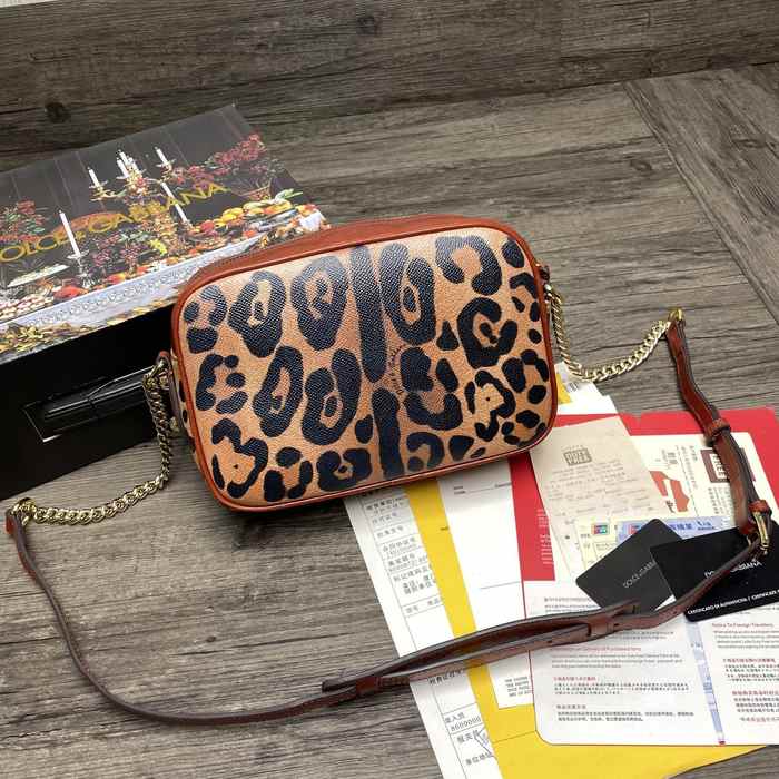 DolceGabbana Leopard Print Tote with Strap Brown 01A