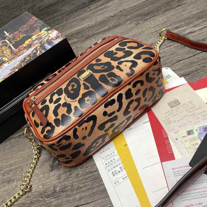 DolceGabbana Leopard Print Tote with Strap Brown 01A