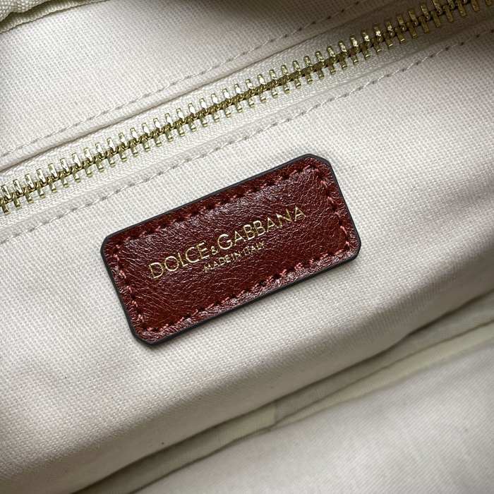 DolceGabbana Leopard Print Tote with Strap Brown 01A