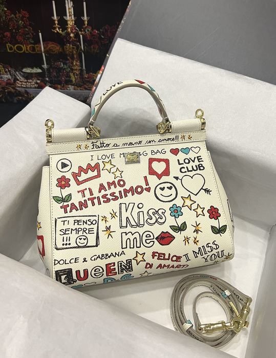 DolceGabbana Tote bag with artistic design White 01A