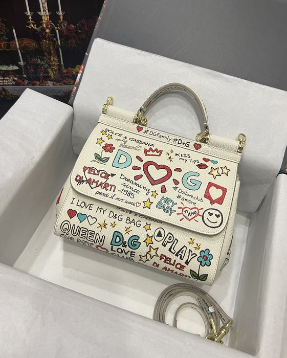 DolceGabbana Tote bag with artistic design White 01A