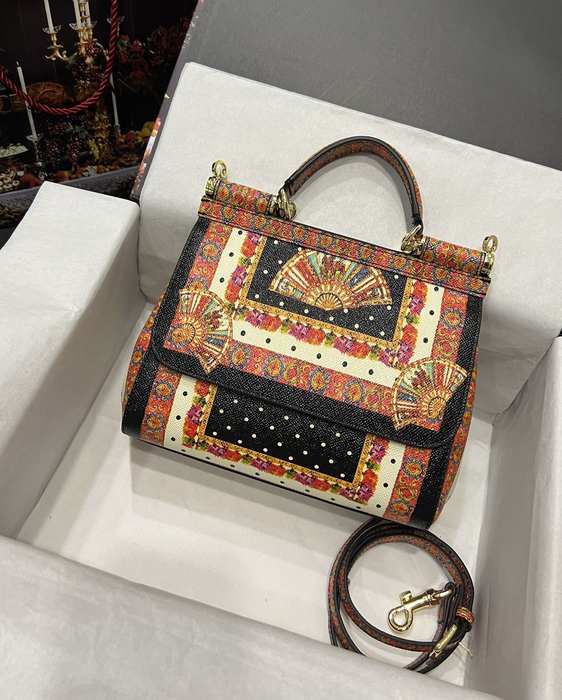 DolceGabbana Tote with artistic patterns Brown 01A