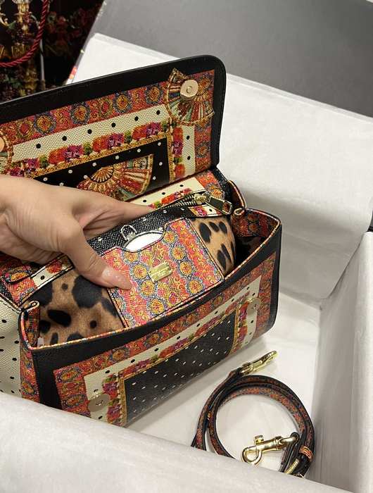 DolceGabbana Tote with artistic patterns Brown 01A