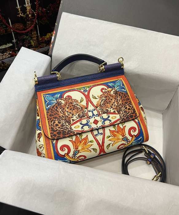 DolceGabbana Tote with artistic patterns Brown 01A