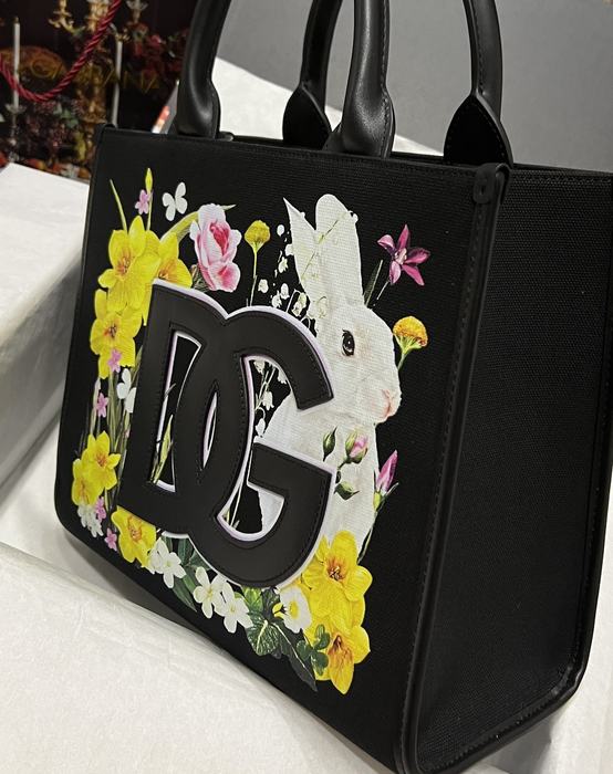 DolceGabbana Tote with floral accent Black 01A
