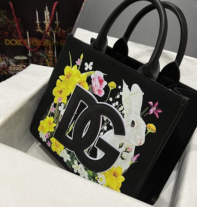 DolceGabbana Tote with floral accent Black 01A