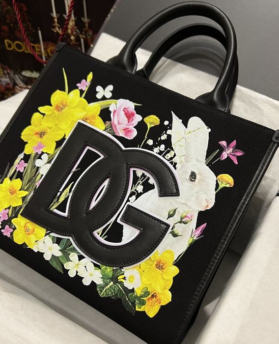 DolceGabbana Tote with floral accent Black 01A