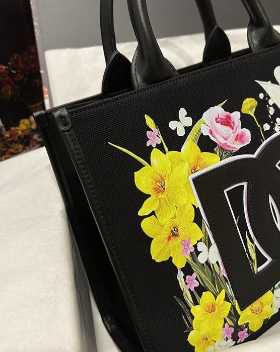 DolceGabbana Tote with floral accent Black 01A