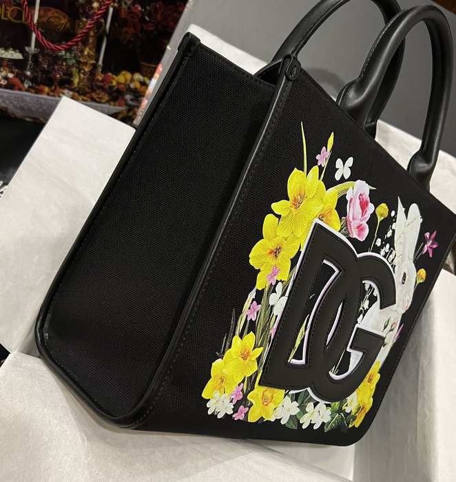 DolceGabbana Tote with floral accent Black 01A
