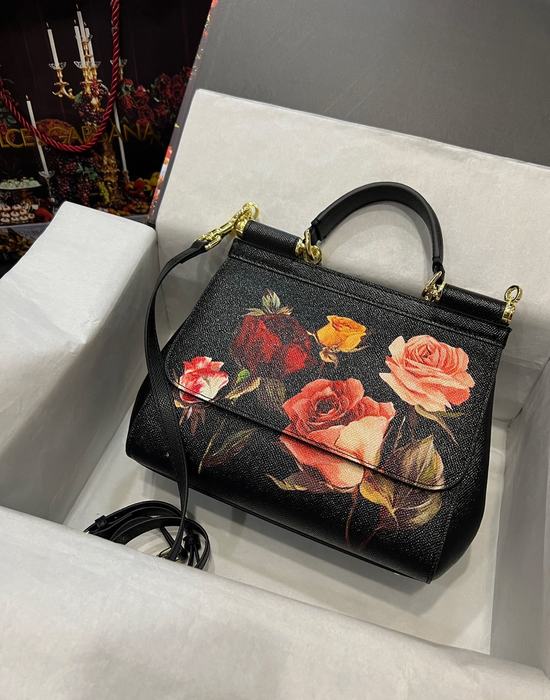 DolceGabbana Tote with floral design traits Black 01A
