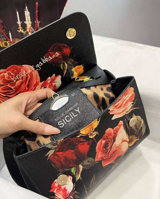 DolceGabbana Tote with floral design traits Black 01A