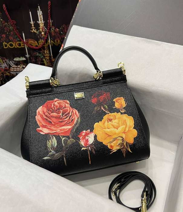 DolceGabbana Tote with floral design traits Black 01A