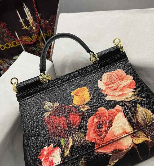 DolceGabbana Tote with floral design traits Black 01A