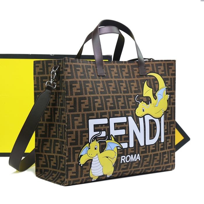 Fendi Tote bag with graphic accents Brown 01A