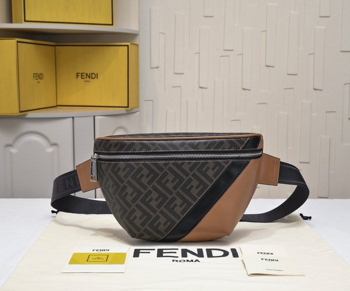 Fendi Tote bag with stylish traits Brown 01A 4
