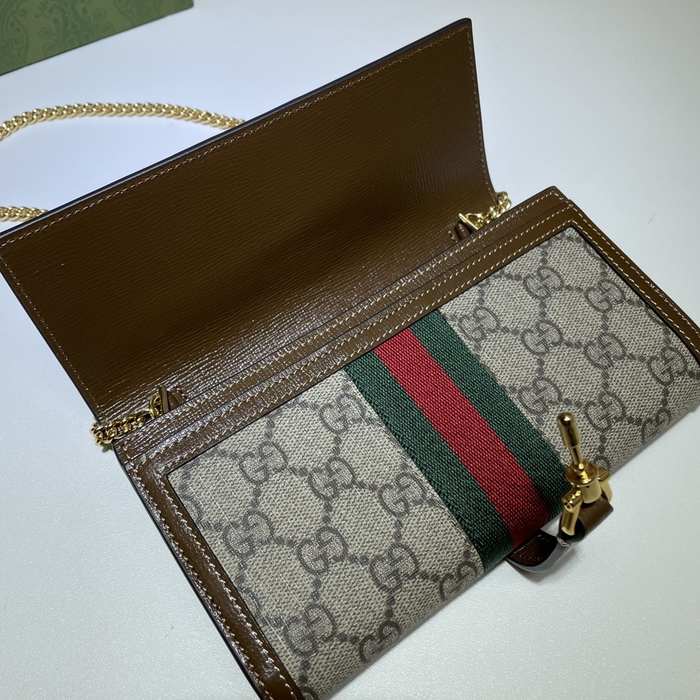 Gucci BagTypeClutch Leather design with chain Black 01A