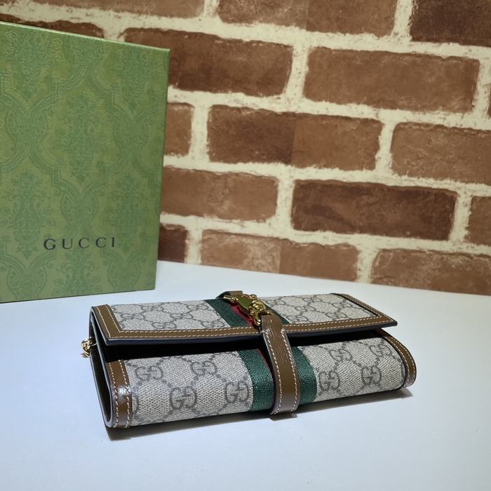 Gucci BagTypeClutch Leather design with chain Black 01A