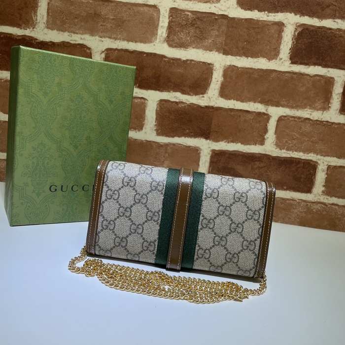 Gucci BagTypeClutch Leather design with chain Black 01A
