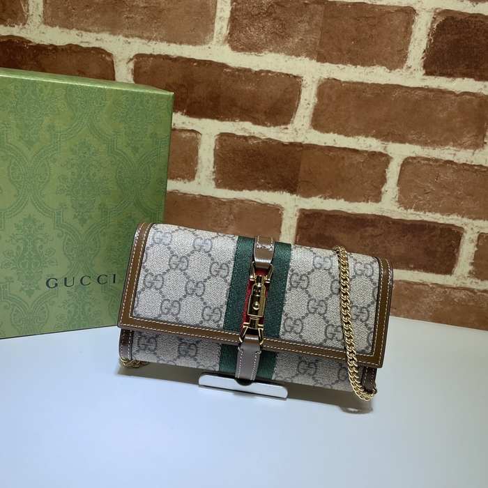 Gucci BagTypeClutch Leather design with chain Black 01A