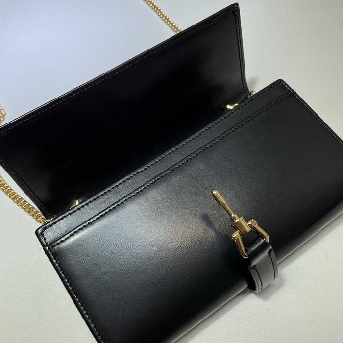 Gucci BagTypeClutch Leather design with chain Black 01A