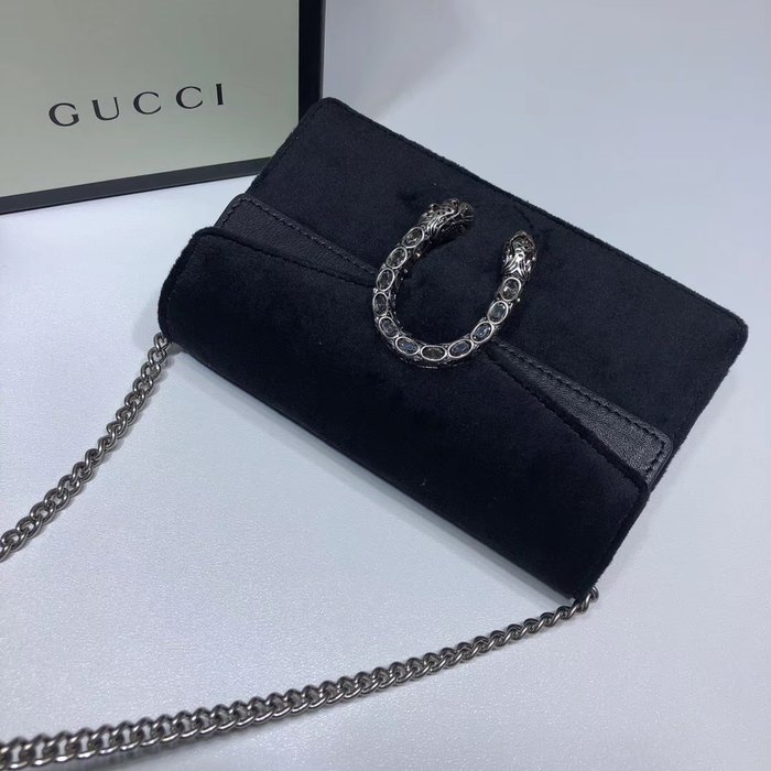 Gucci BagTypeTote Black Leather Tote with Chain Detail Black 01A