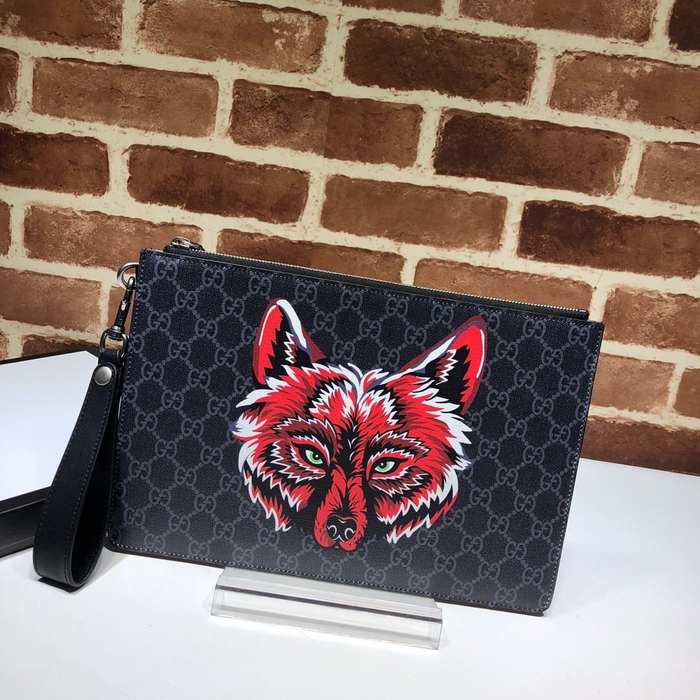 Gucci BagTypeTote Canvas Clutch with Graphic Elements Brown 01A