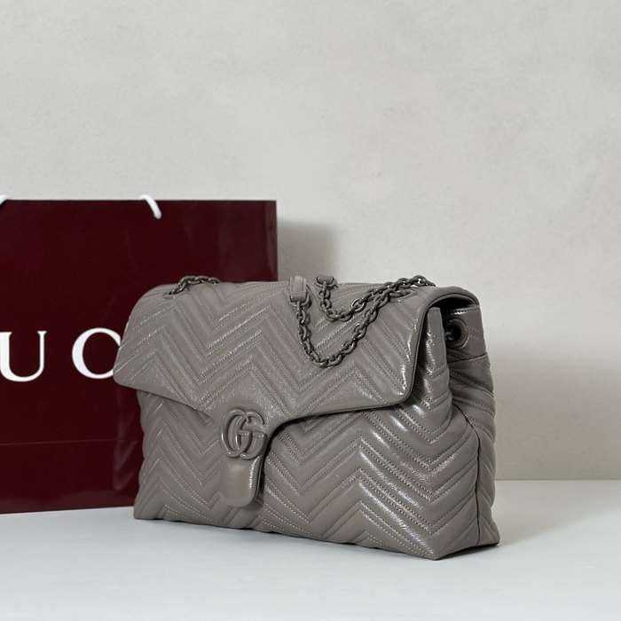 Gucci BagTypeTote Chevron quilted leather handbag Grey 01A