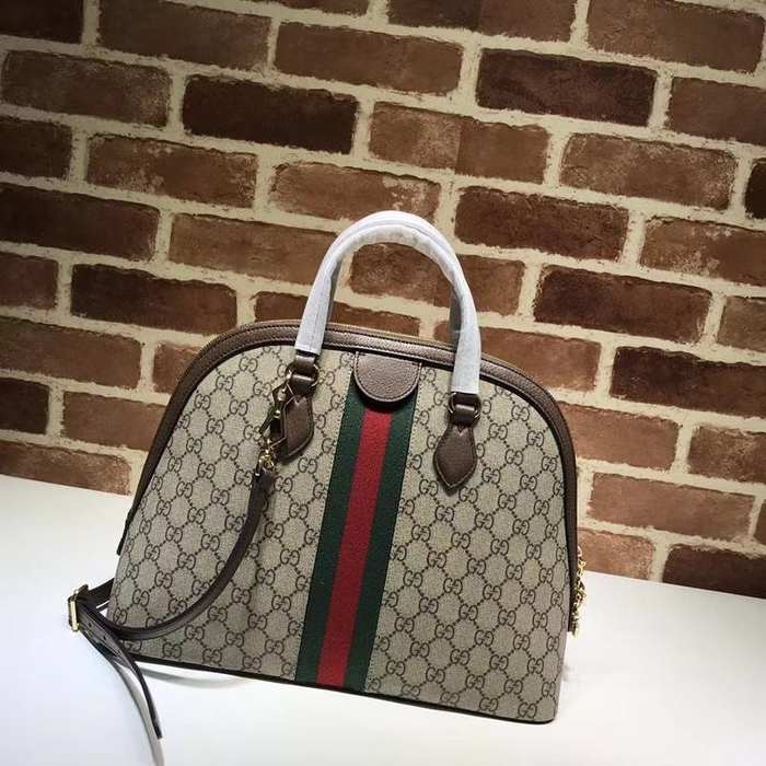 Gucci BagTypeTote Classic Canvas Handbag with Stripes Beige 01A