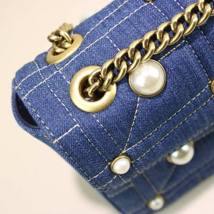 Gucci BagTypeTote Denim shoulder bag with quilted design and embellishments Blue 01A