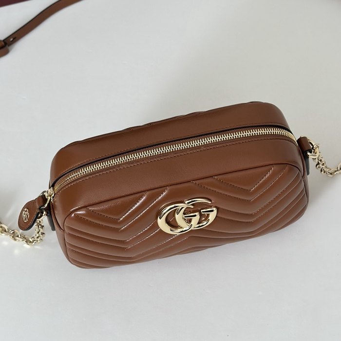 Gucci BagTypeTote Leather Crossbody Bag with Chevron Pattern Brown 01A