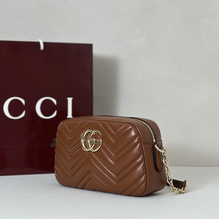 Gucci BagTypeTote Leather Crossbody Bag with Chevron Pattern Brown 01A