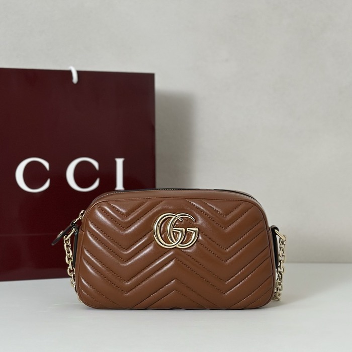 Gucci BagTypeTote Leather Crossbody Bag with Chevron Pattern Brown 01A