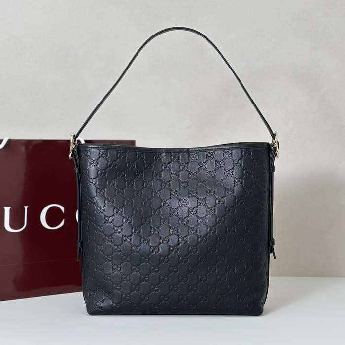 Gucci BagTypeTote Leather Shoulder Bag with Textured Surface Black 01A