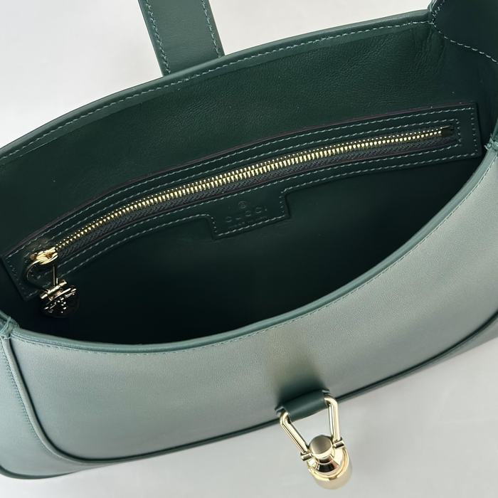 Gucci BagTypeTote Leather Tote with Curved Shape Green 01A