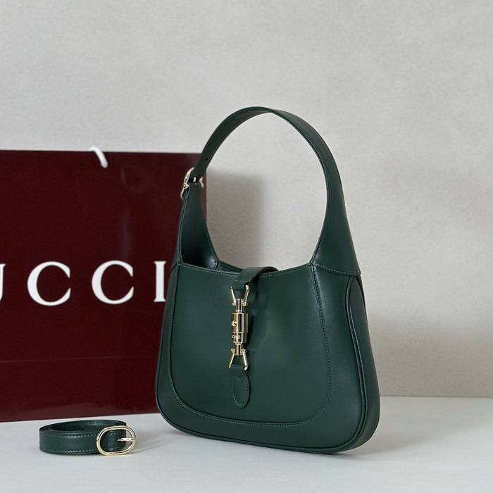 Gucci BagTypeTote Leather Tote with Curved Shape Green 01A