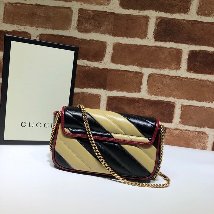 Gucci BagTypeTote Leather Tote with chic stripes Black 01A