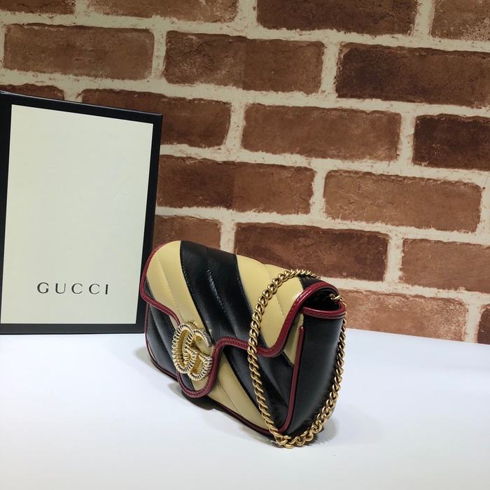 Gucci BagTypeTote Leather Tote with chic stripes Black 01A