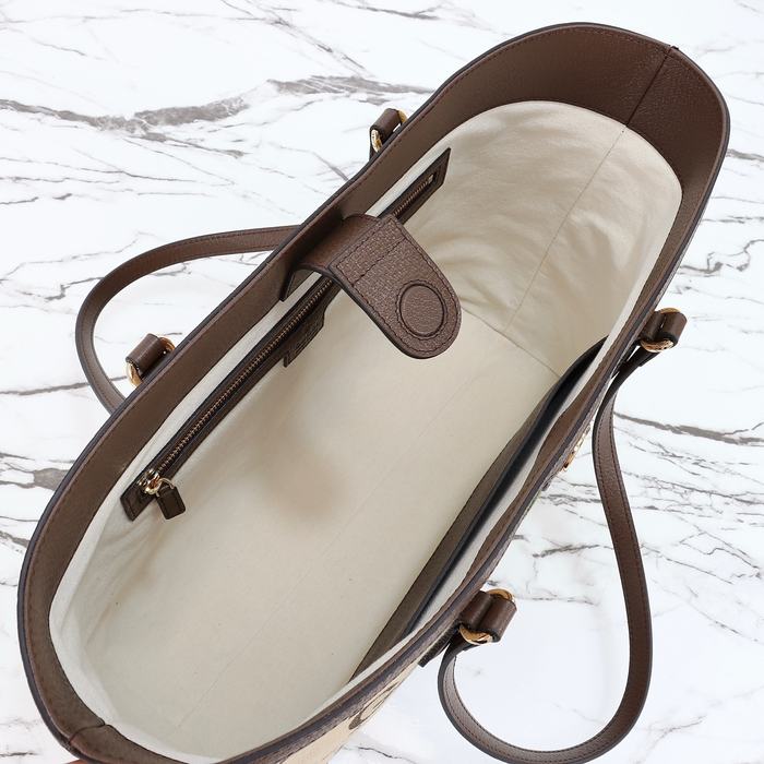 Gucci BagTypeTote Monogram Canvas Tote with contrasting stripes Brown 01A