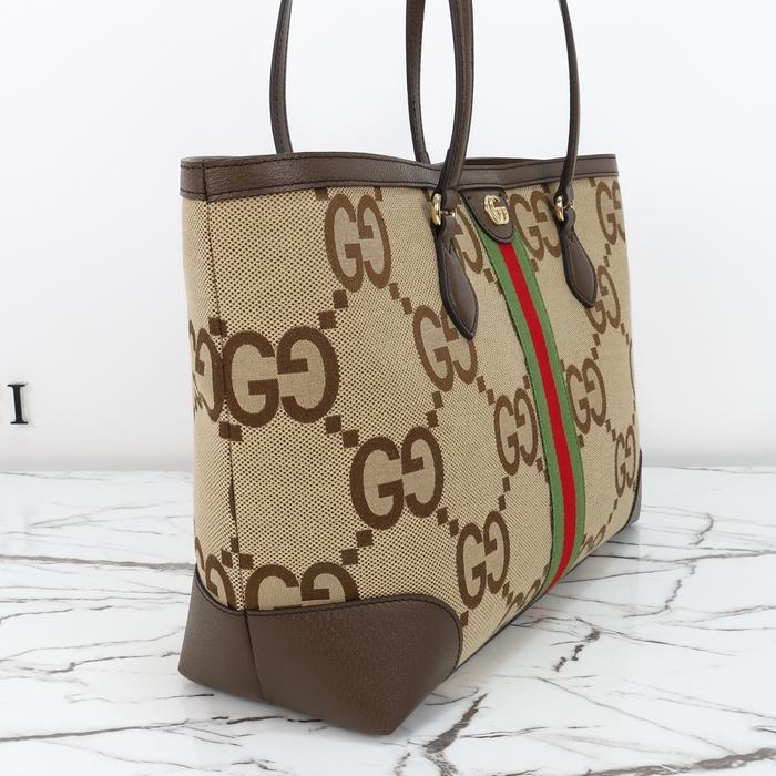 Gucci BagTypeTote Monogram Canvas Tote with contrasting stripes Brown 01A