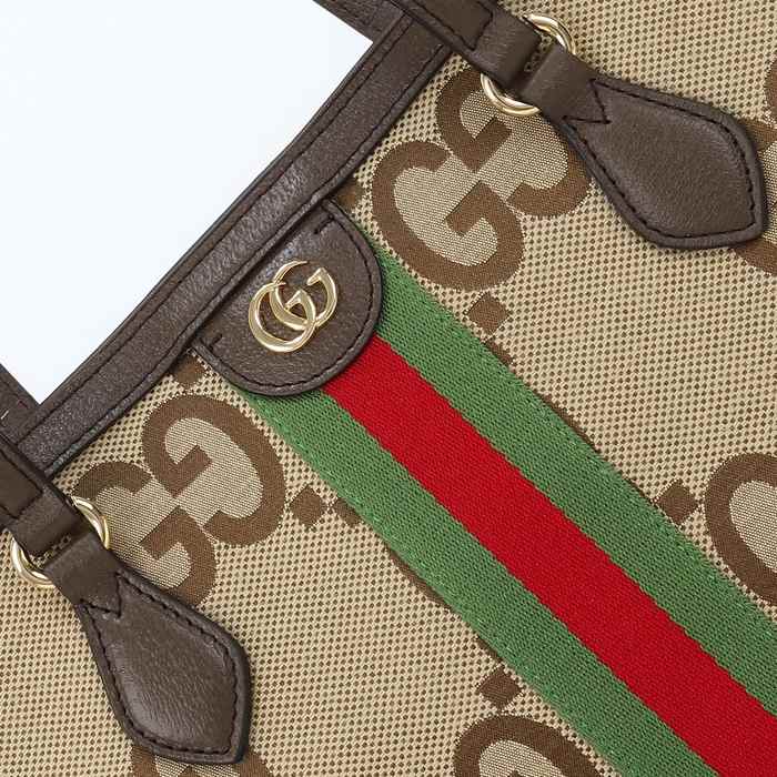 Gucci BagTypeTote Monogram Canvas Tote with contrasting stripes Brown 01A