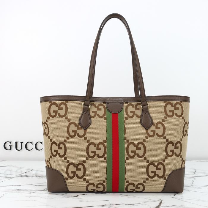 Gucci BagTypeTote Monogram Canvas Tote with contrasting stripes Brown 01A