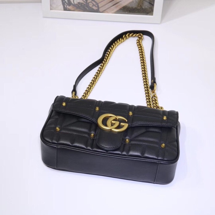 Gucci BagTypeTote Quilted Leather Shoulder Bag Black 01A 4