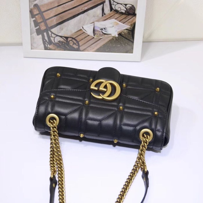 Gucci BagTypeTote Quilted Leather Shoulder Bag Black 01A 4