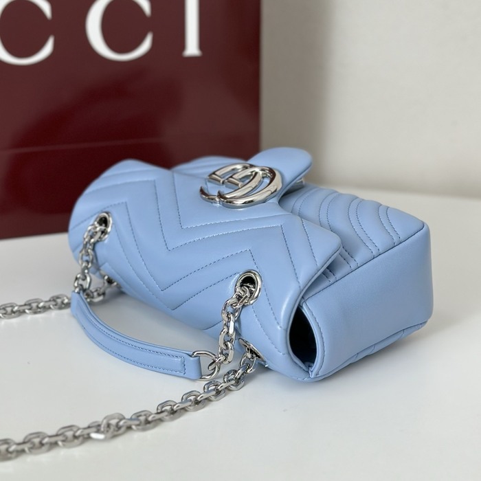Gucci BagTypeTote Quilted Leather Shoulder Bag Blue 01A
