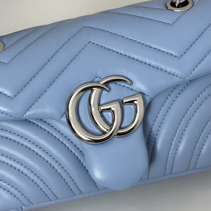 Gucci BagTypeTote Quilted Leather Shoulder Bag Blue 01A