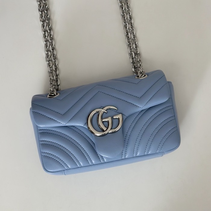 Gucci BagTypeTote Quilted Leather Shoulder Bag Blue 01A